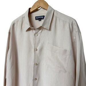 Vilebrequin Men's Size 3XL Beige 100% Linen Long Sleeve Button-Up Shirt Casual